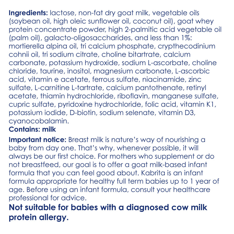 Goat Milk-Based Infant Formula Intro Offer